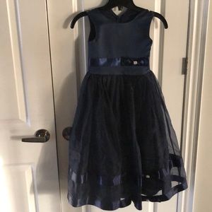 Blue dress with pearl bow